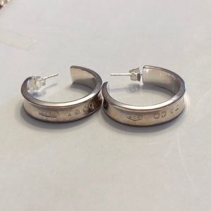 Authentic Tiffany Sterling Silver large Hoop earrings from 1887 Collection.